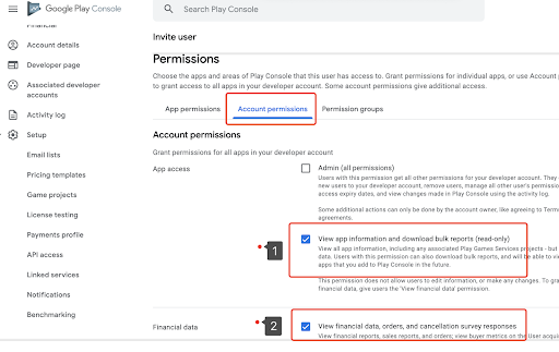 Setup Google Play in Connect
